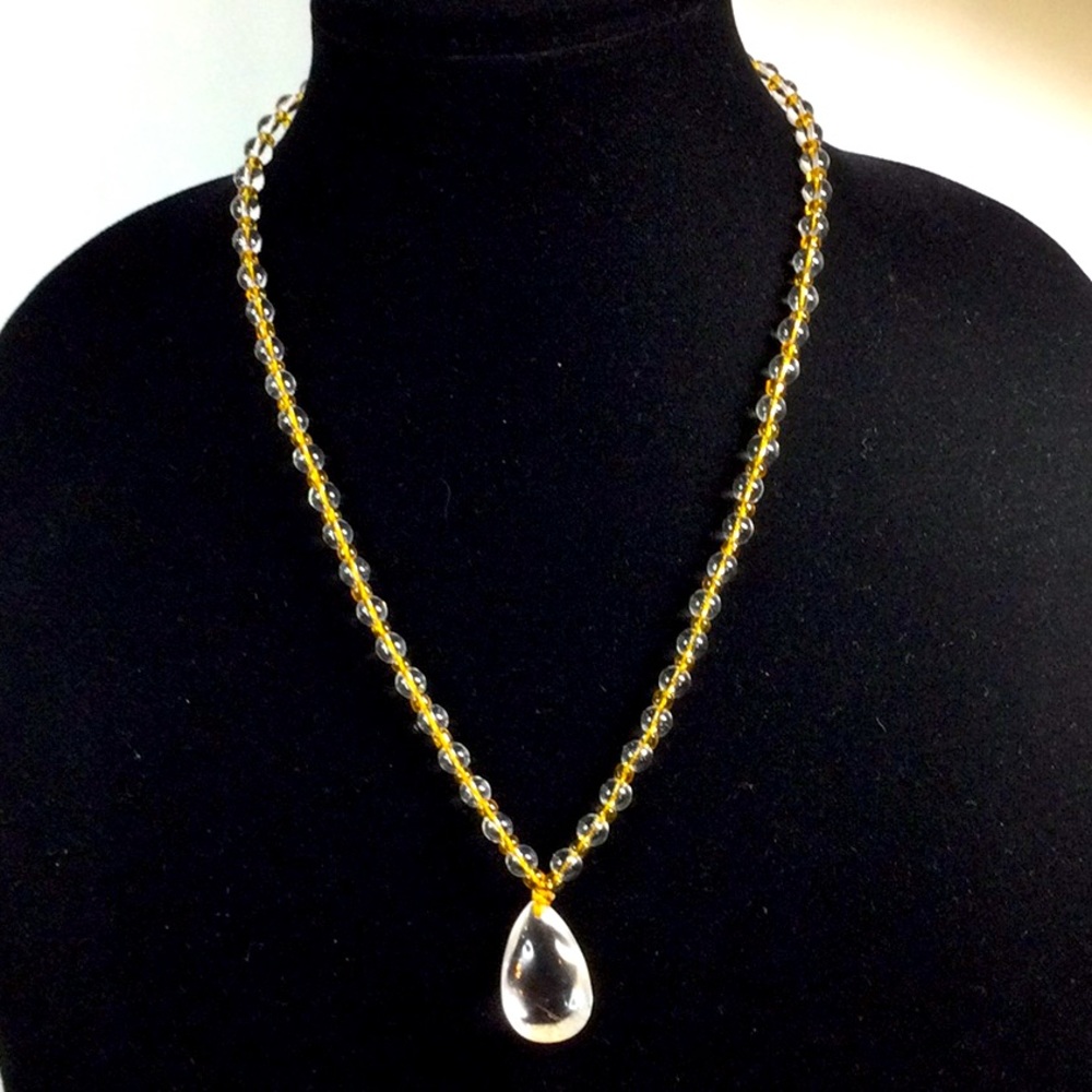 Golden cord clear bead adjustable necklace attractive!